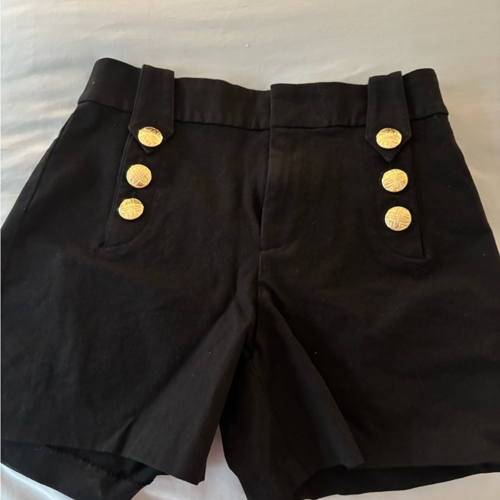 Lilly Pulitzer Black High-Waist Shorts with Gold Buttons NWOT